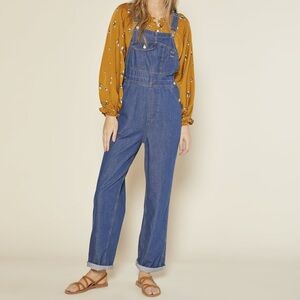 Dark denim oversized overalls